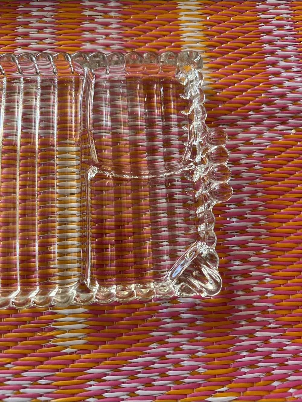 Vintage hazel atlas Clear Glass Sectioned Serving Tray with glass